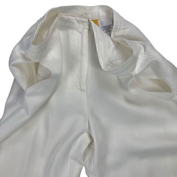 Ruby Rd. Linen Capri Pants Womens 16 White Elastic Waistband Pockets Beaded Hems - Picture 7 of 16